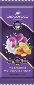 Chocoyoco czekolada mleczna z orzeszkami ziemnymi i rodzynkami 100g